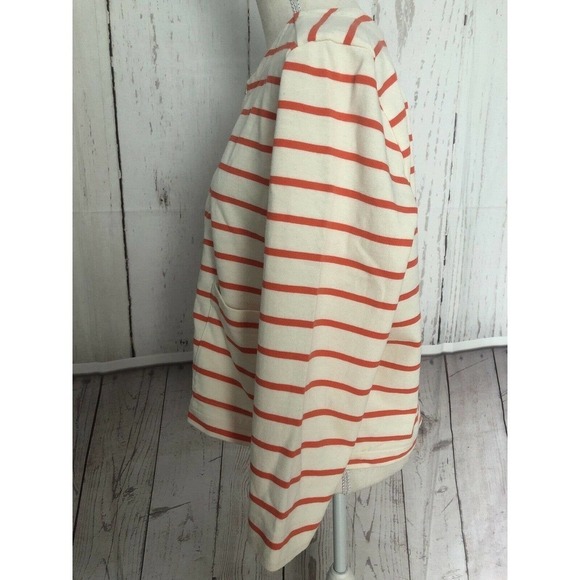 LANDS END Women's Size 14 Sweater Ivory and Orange 100% Cotton Zip Up Cardigan - Picture 5 of 6